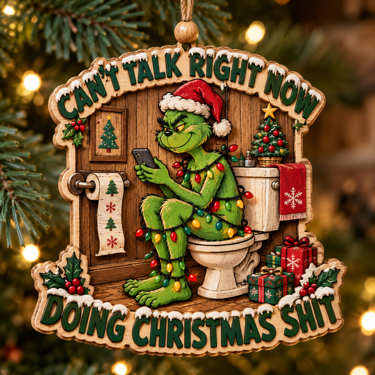 Funny Grinch Christmas Tree Ornament - Sarcastic Christmas Gift for Grinch Lovers