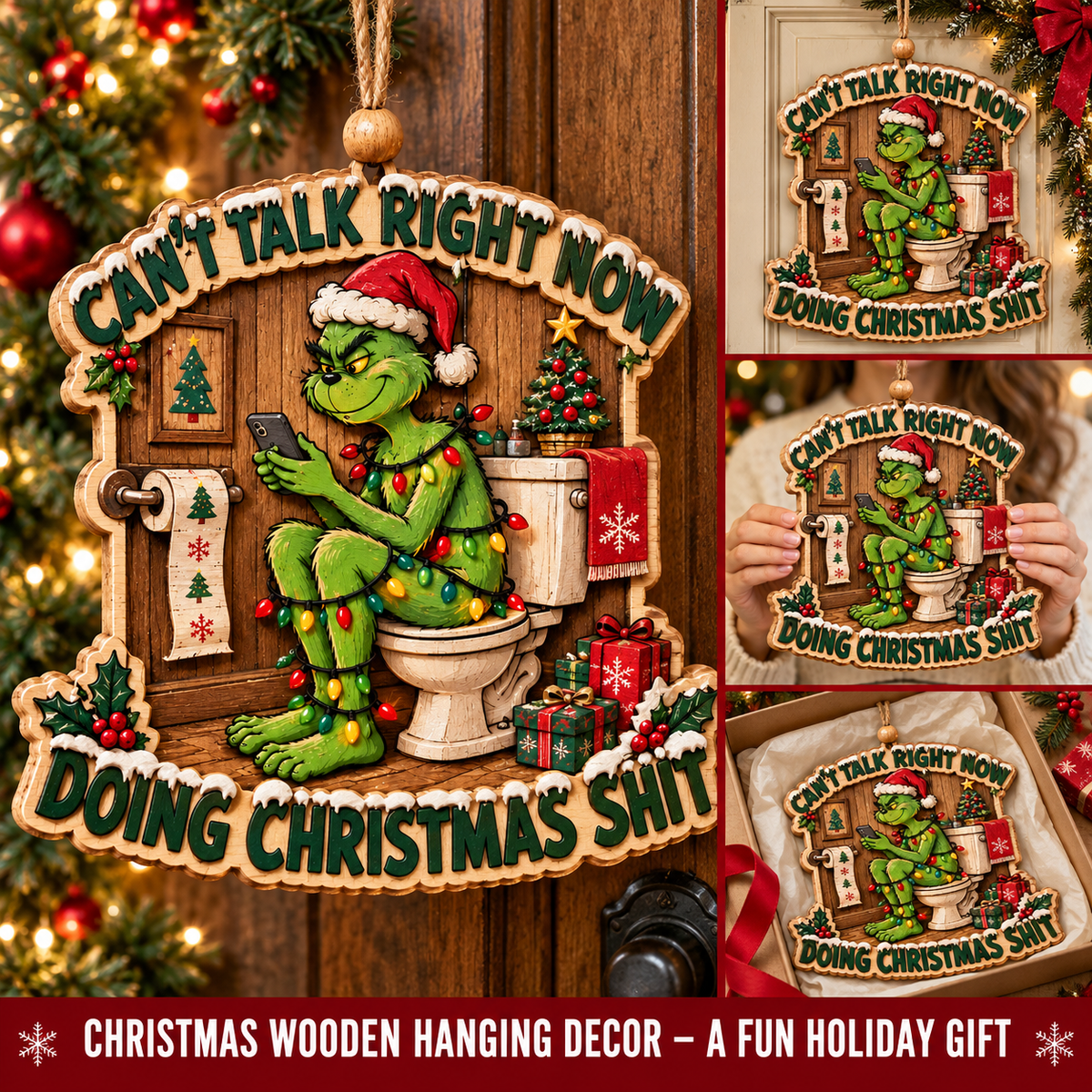 Funny Grinch Christmas Tree Ornament - Sarcastic Christmas Gift for Grinch Lovers